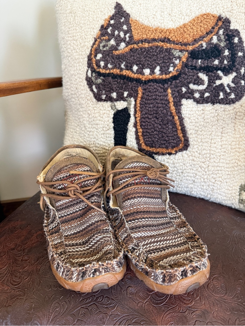 Twisted X Brown Multi-Striped Women’s Moccasins